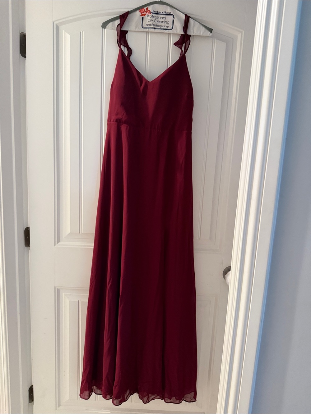 Birdy Grey Burgundy Chiffon V‑Neck Maxi Dress size L